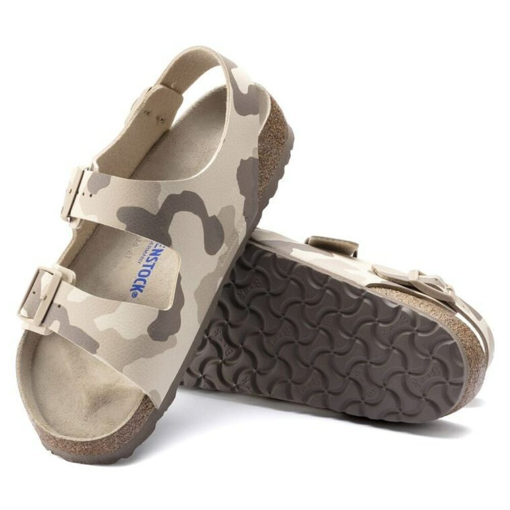 NEW BIRKENSTOCK MILANO SOFT FOOTBED BIRKO-FLOR DESERT SOIL GRAY/TAUPE SZ 9 US - Picture 2 of 11